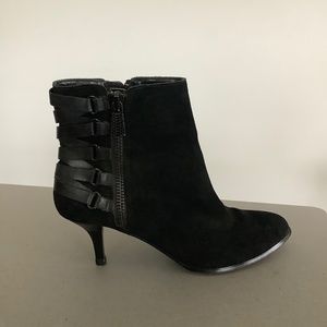 Luxury Rebel Black Suede Low Heeled Bootie Size 39-1/2 (8-1/2)